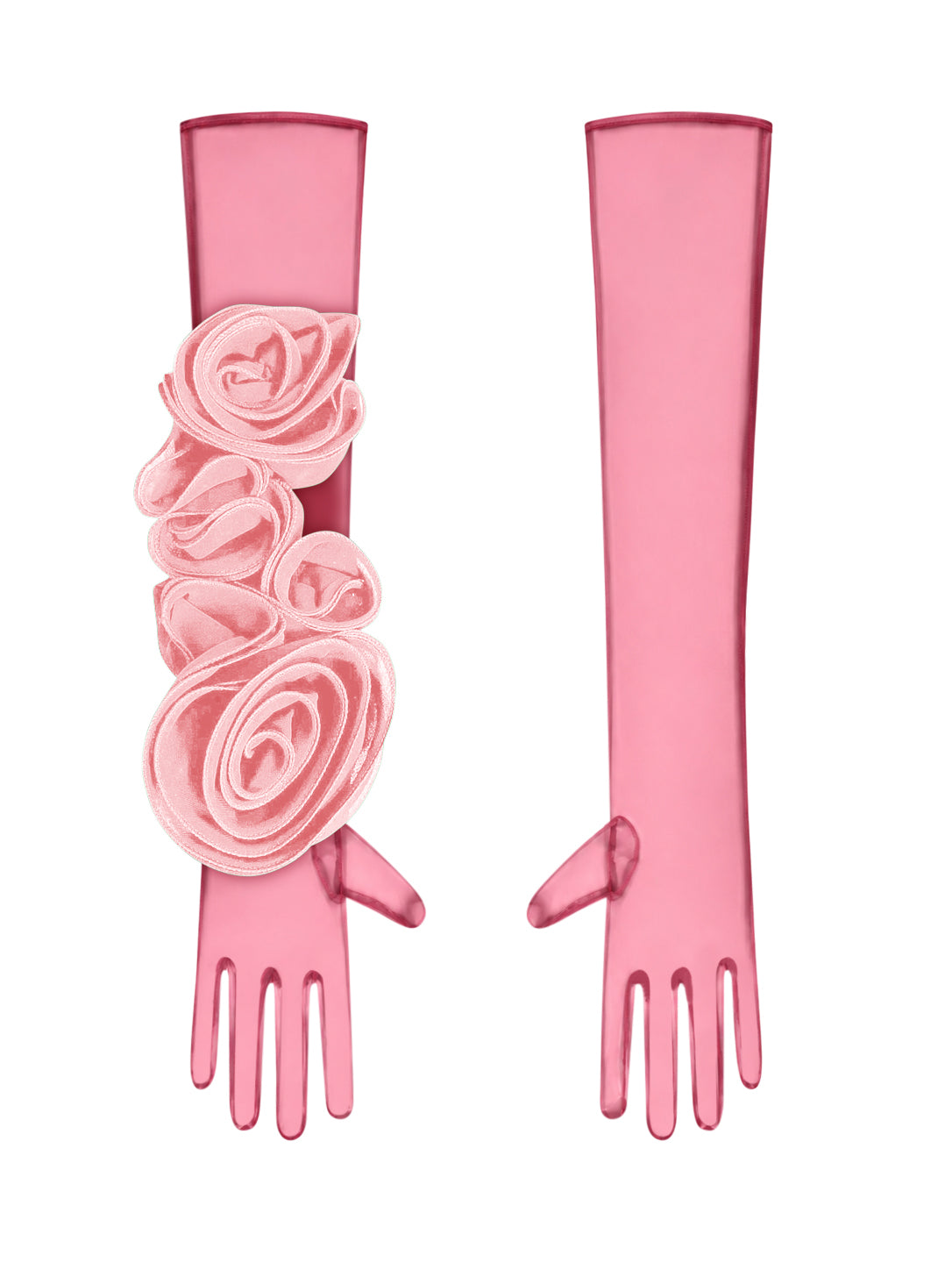 Red Gloves With Light Pink Flower