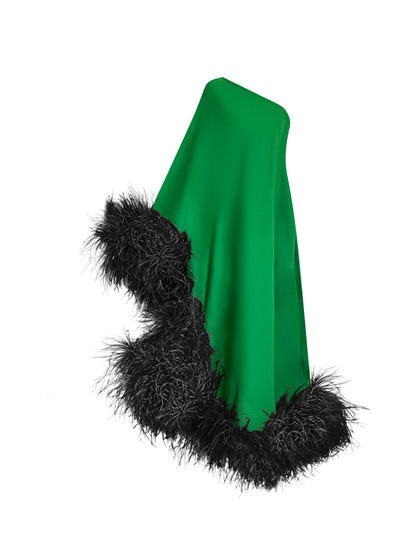 Star Green Dress Black Feathers