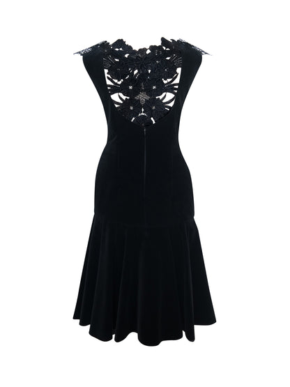 Asymmetric Black Velvet Dress