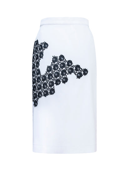 White Pencil Skirt With Black Lace