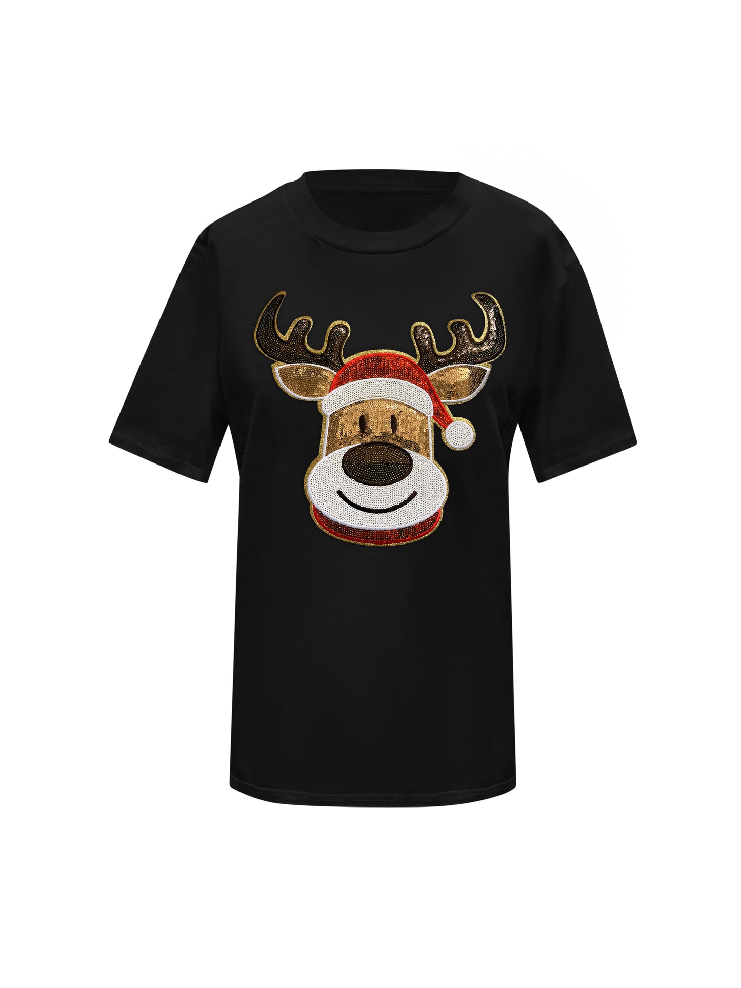 Christmas Festive Reindeer Sequin T-Shirt