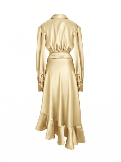 Gold Wrap Tulip Dress