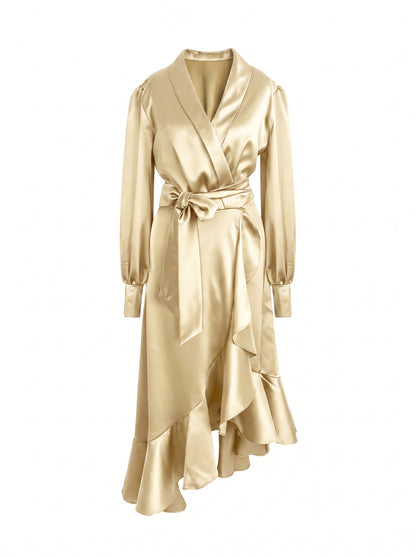 Gold Wrap Tulip Dress