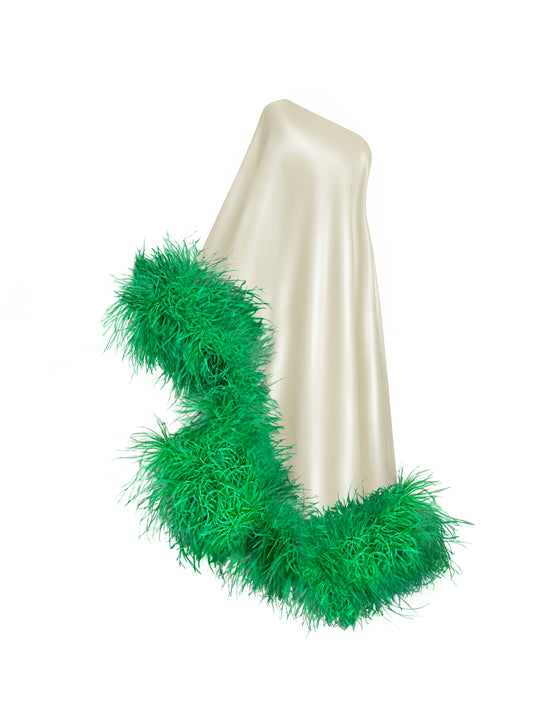Star Ivory and Green Feathers Dress