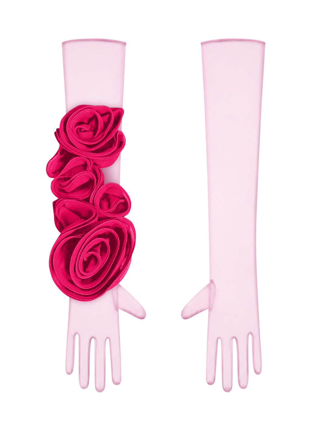 Light Pink Gloves With Fuchsia Flower