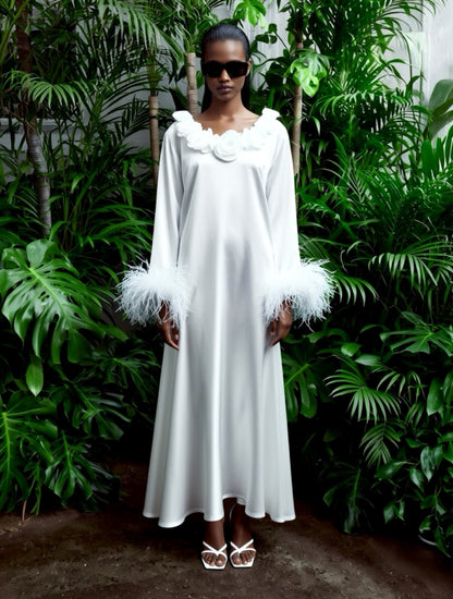 White Orchid Flowers Dress