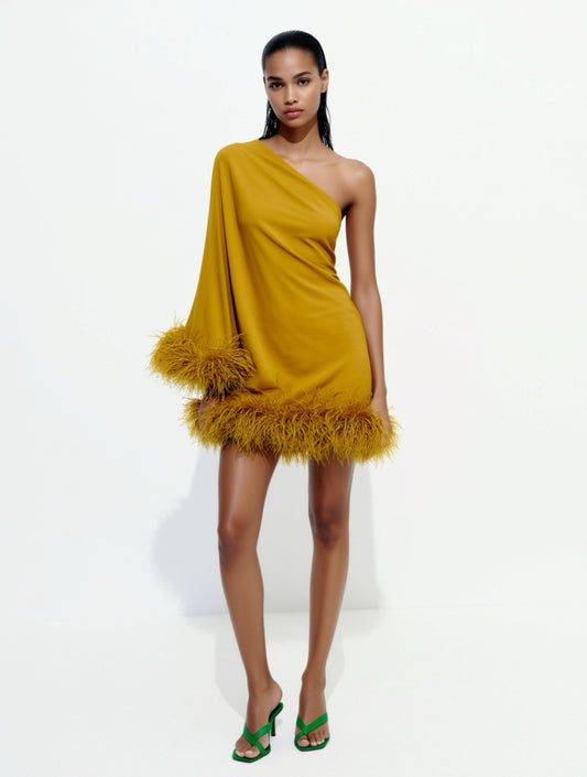 Star Mustard Mini Dress