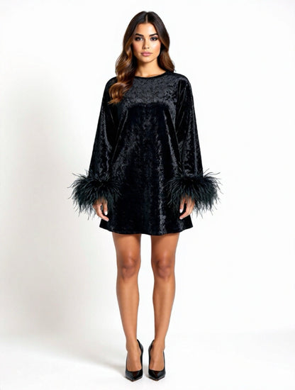 Jess Mini Little Black Velvet Dress