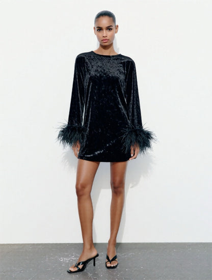 Jess Mini Little Black Velvet Dress