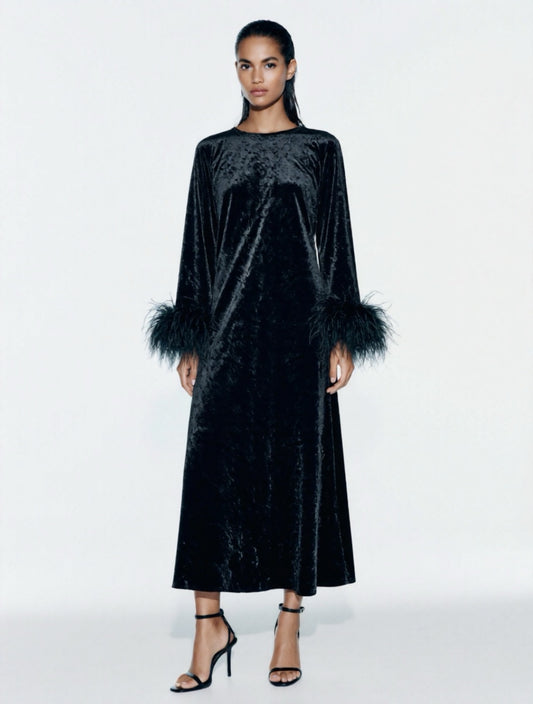 Jess Maxi Black Velvet Party Dress