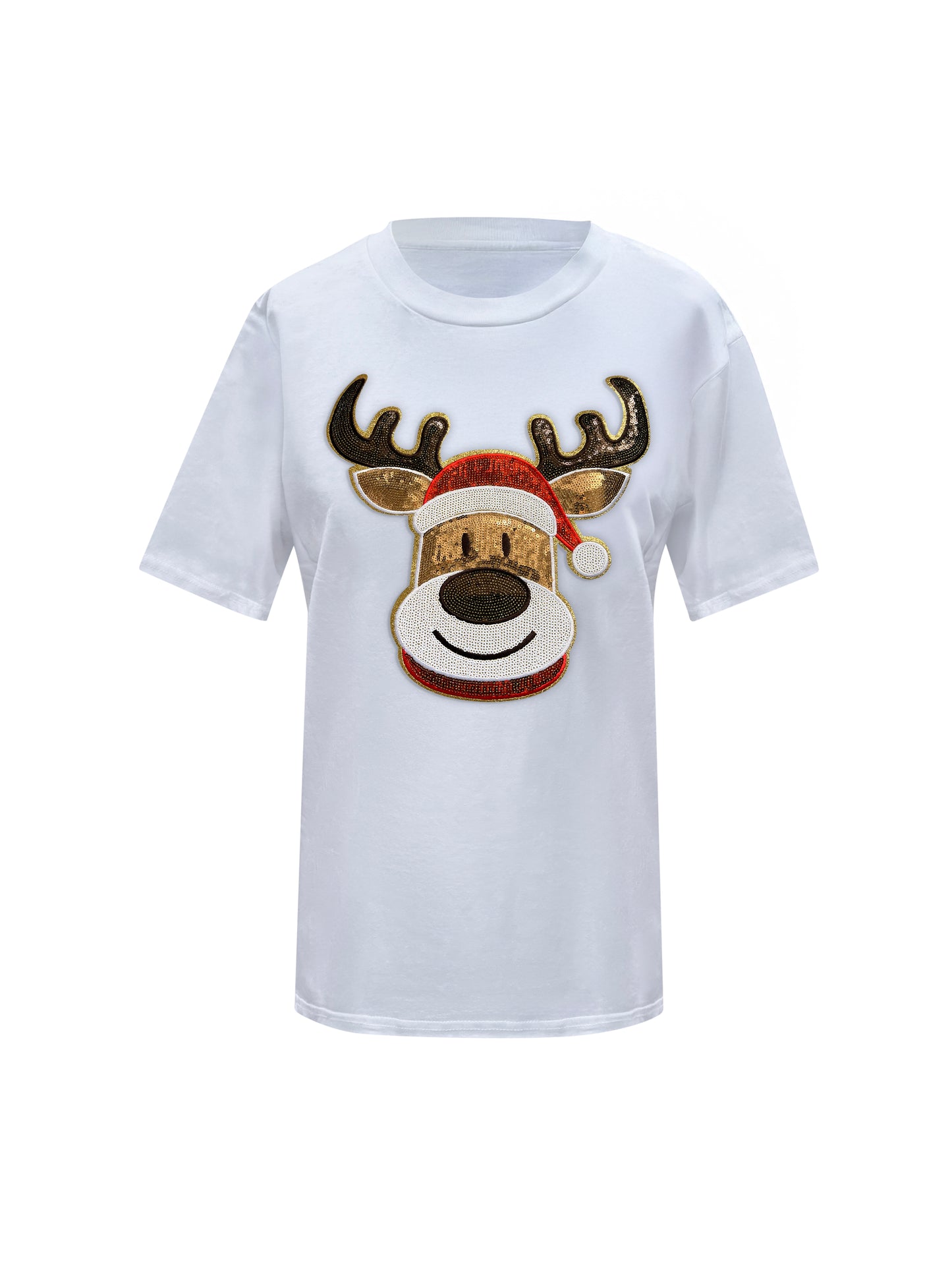 Christmas Festive Reindeer Sequin T-Shirt