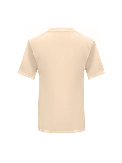 Beige Cotton Toma T-Shirt With Sequin Flower