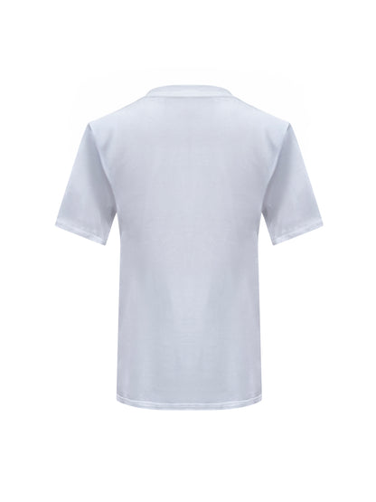 White Cotton T-Shirt With Green Swarovski Crystals