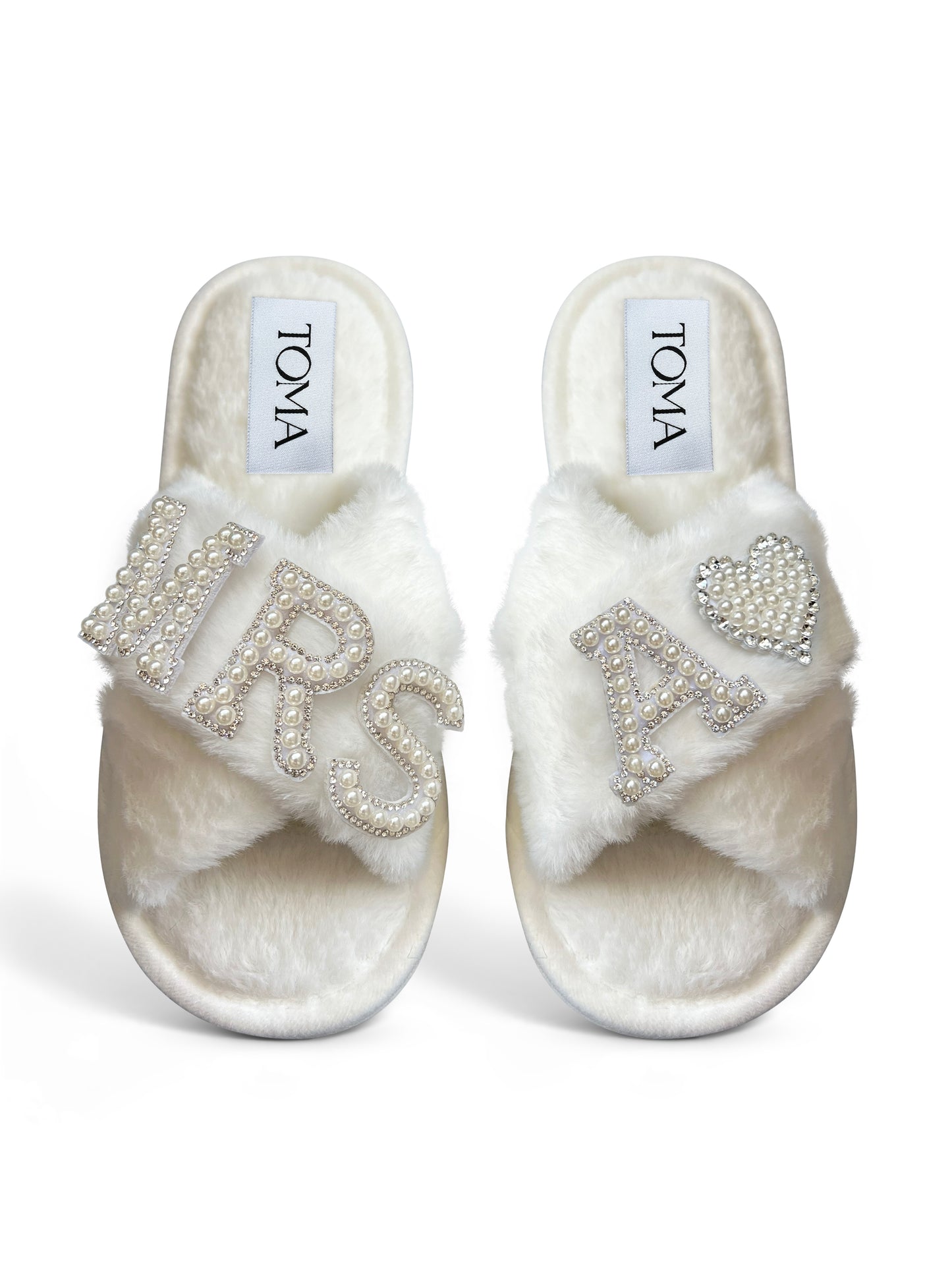 Bridal Faux Fur White Slippers Mrs A