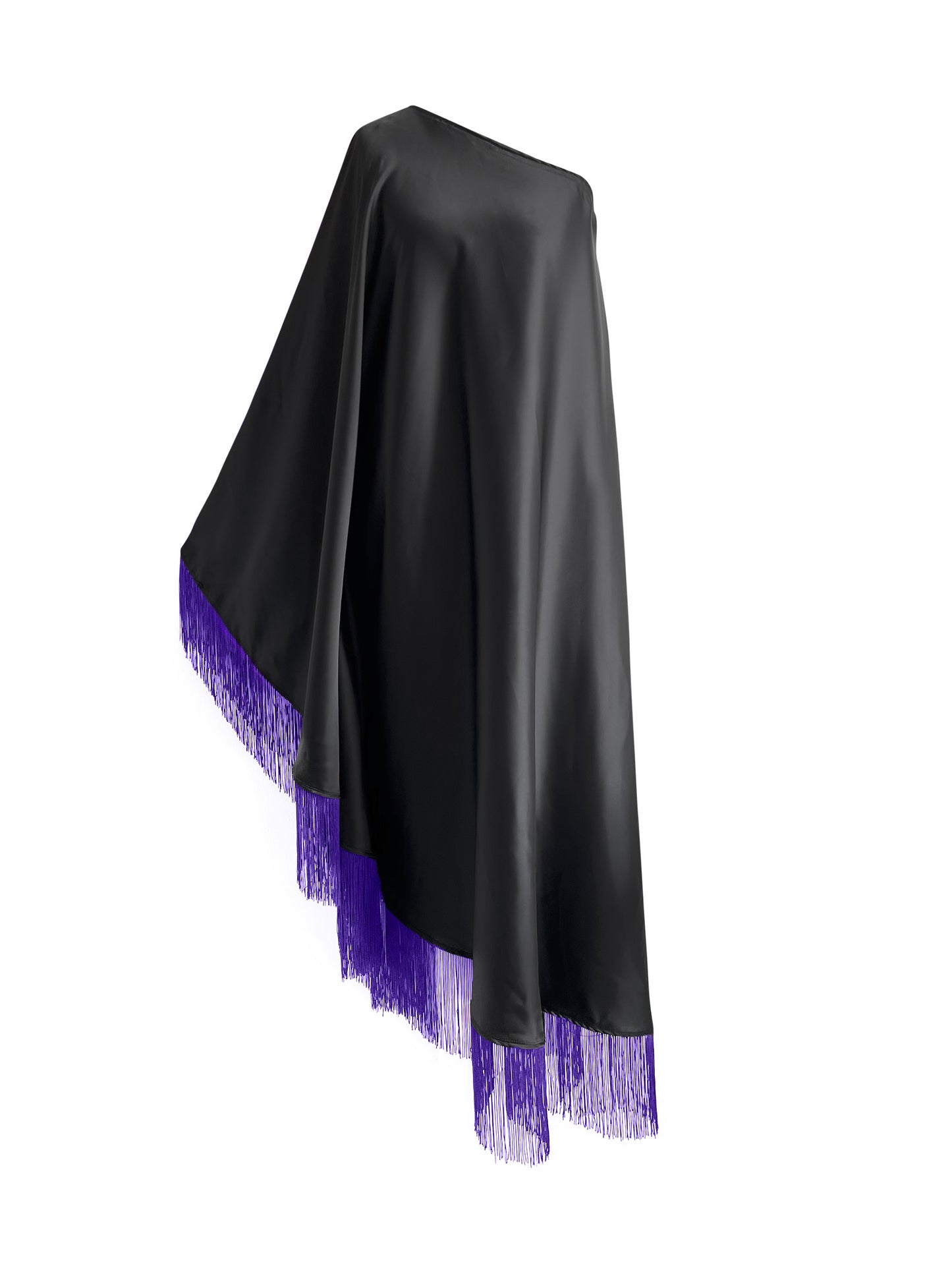 Off Shoulder Glam Purple Fringe Maxi Dress
