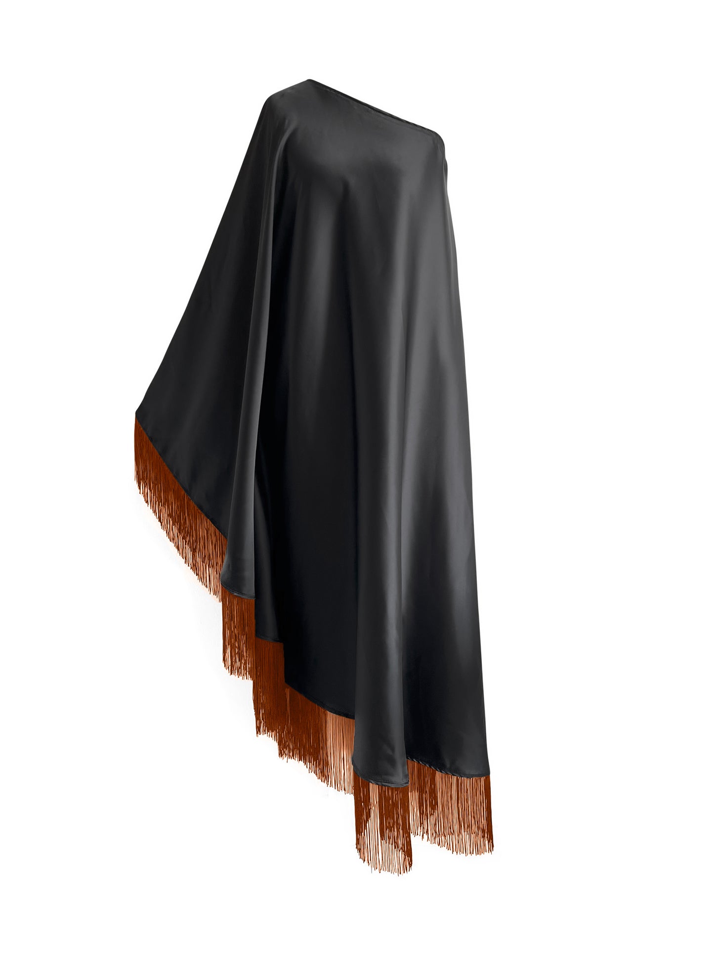 Off Shoulder Glam Brown Fringe Maxi Dress