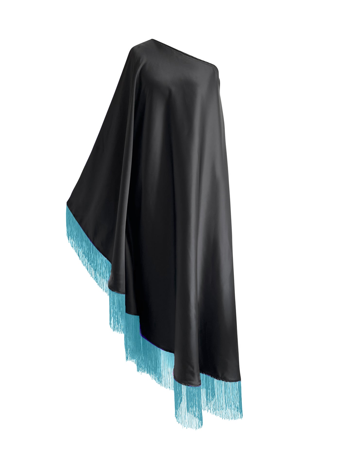 Off Shoulder Glam Baby Blue Fringe Maxi Dress