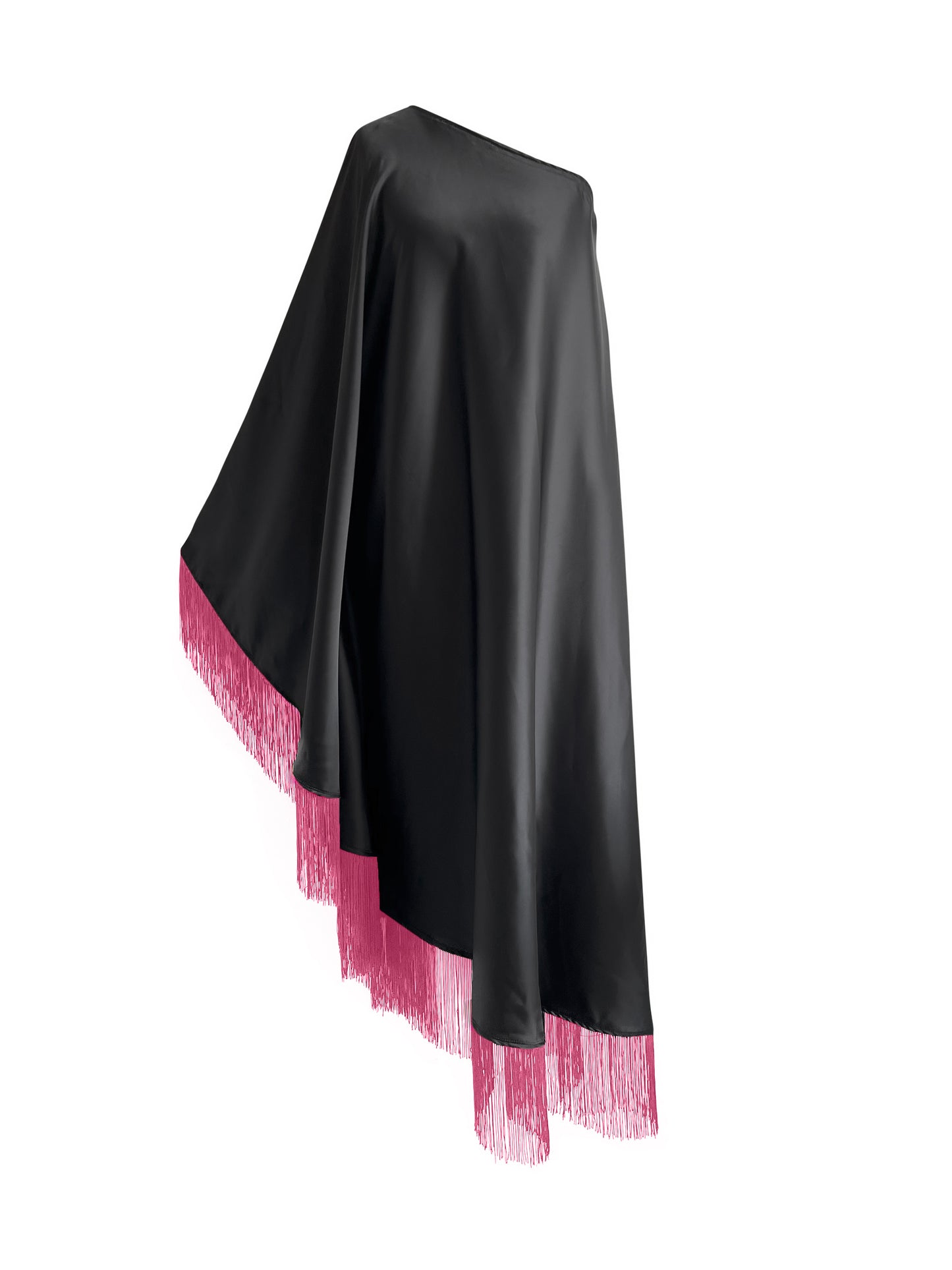 Off Shoulder Glam Pink Fringe Maxi Dress