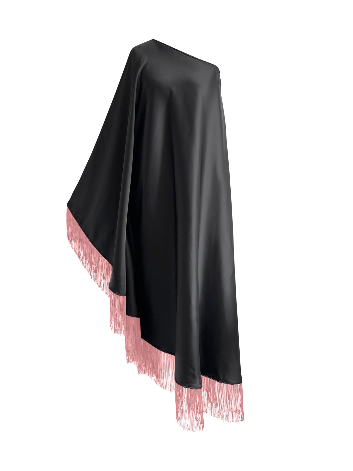 Off Shoulder Glam Dusky Pink Fringe Maxi Dress