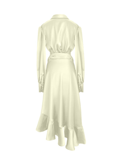 Ivory Wrap Tulip Dress