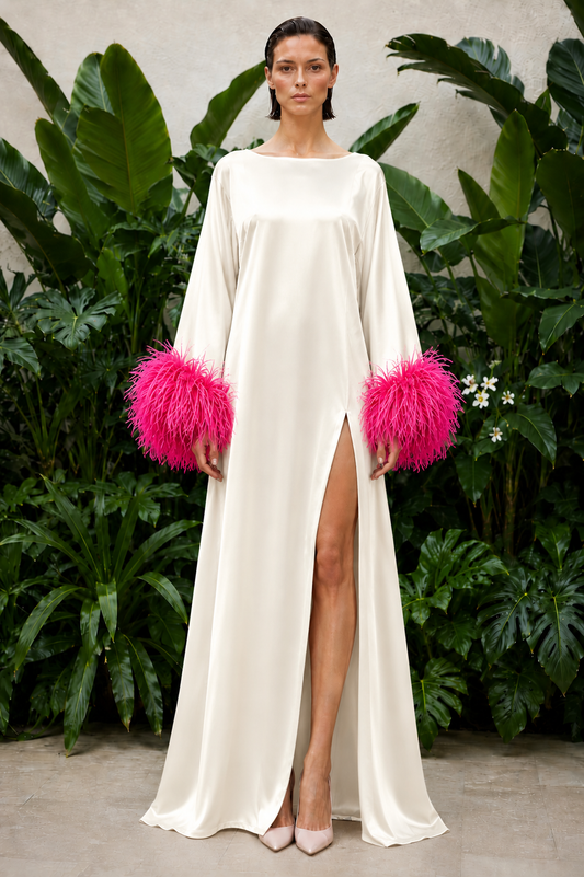 Ivory And Pink Orchid Dress