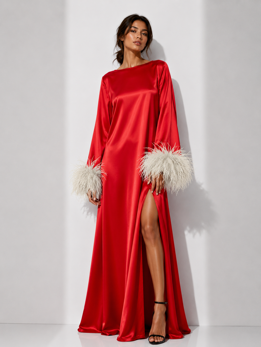 Red and Ivory Island Dress