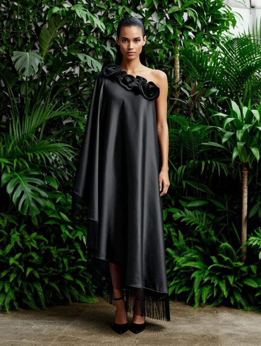 Lily Black Flowers Dress