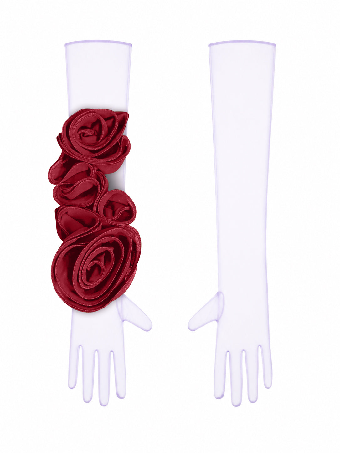 Lilac Gloves With Burgundy Flower