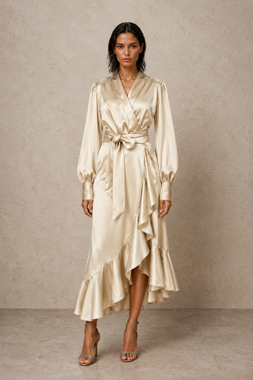 Gold Wrap Tulip Dress