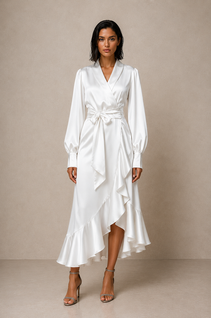 Ivory Wrap Tulip Dress