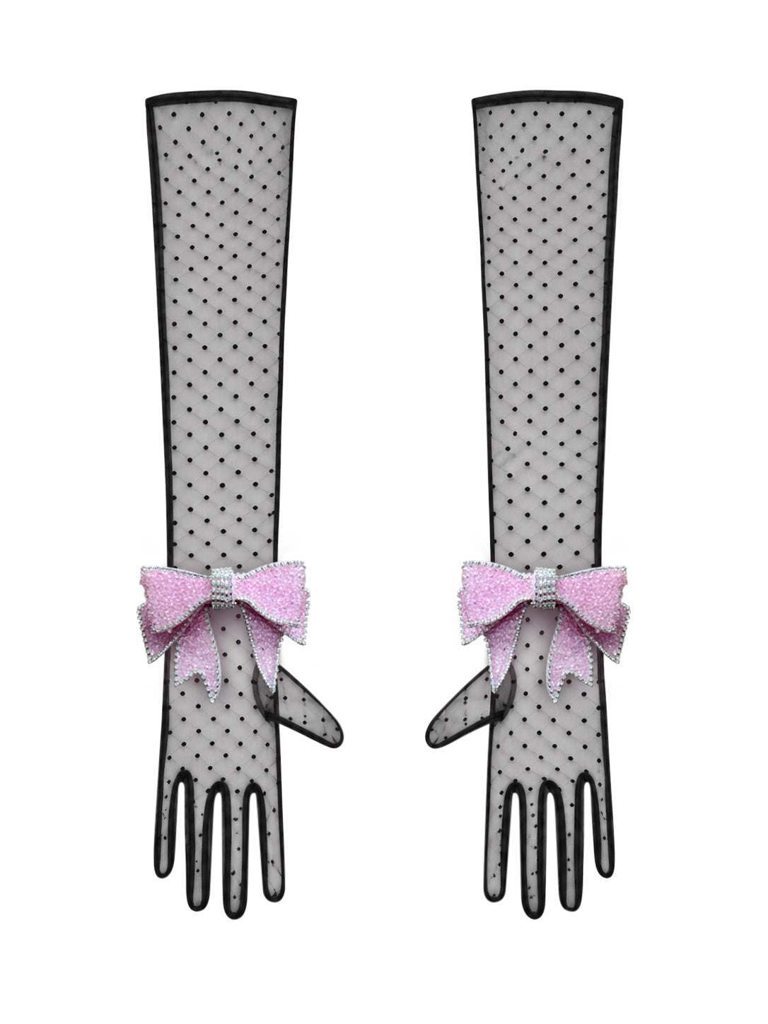 Crystal Pink Bow Chic Gloves