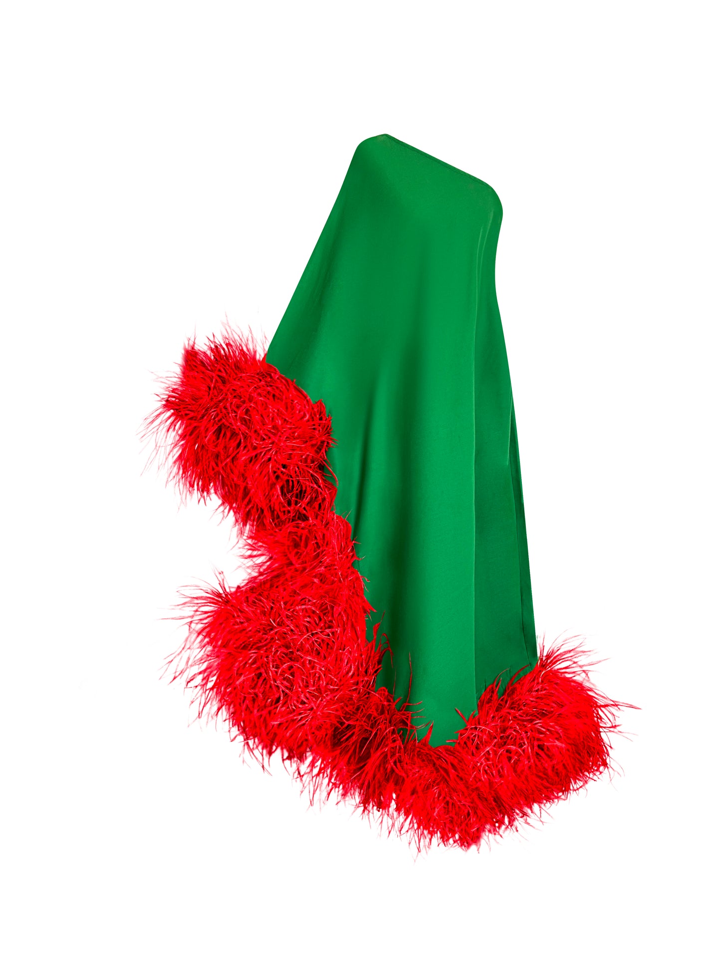 Star Green Dress Red Feathers