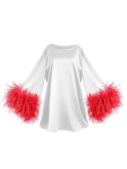 White And Red Mini Dahlia Dress