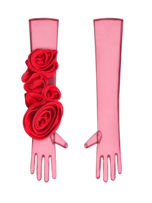 Red Gloves With Red Flower
