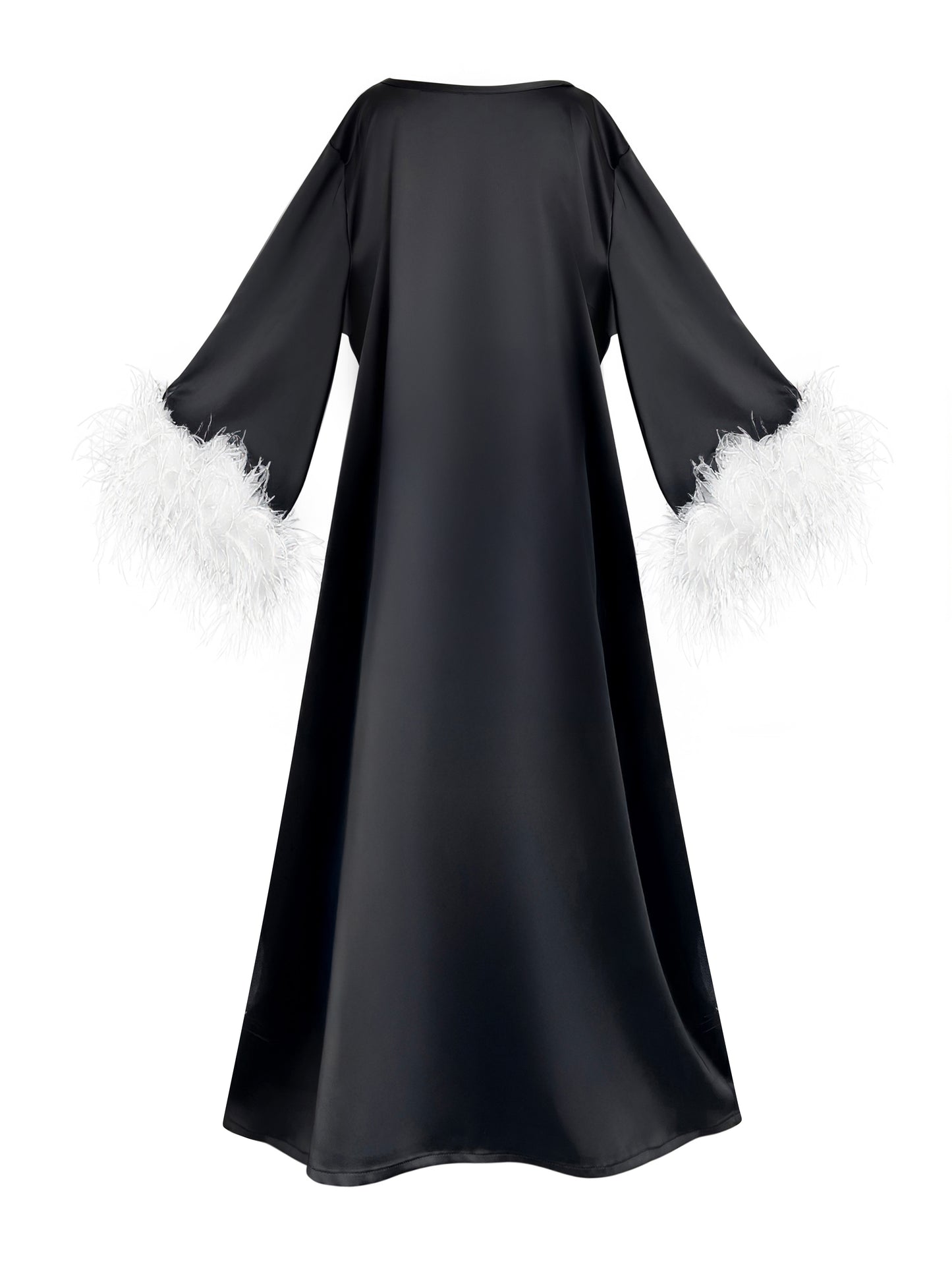 Jess Maxi Maxi Black Party Dress With White Feathers