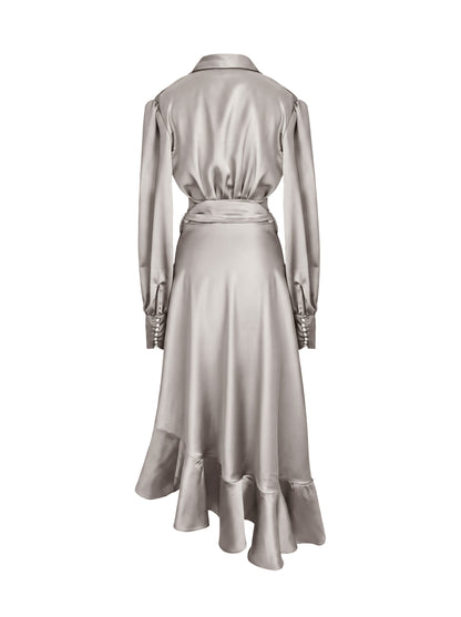 Taupe Wrap Tulip Dress