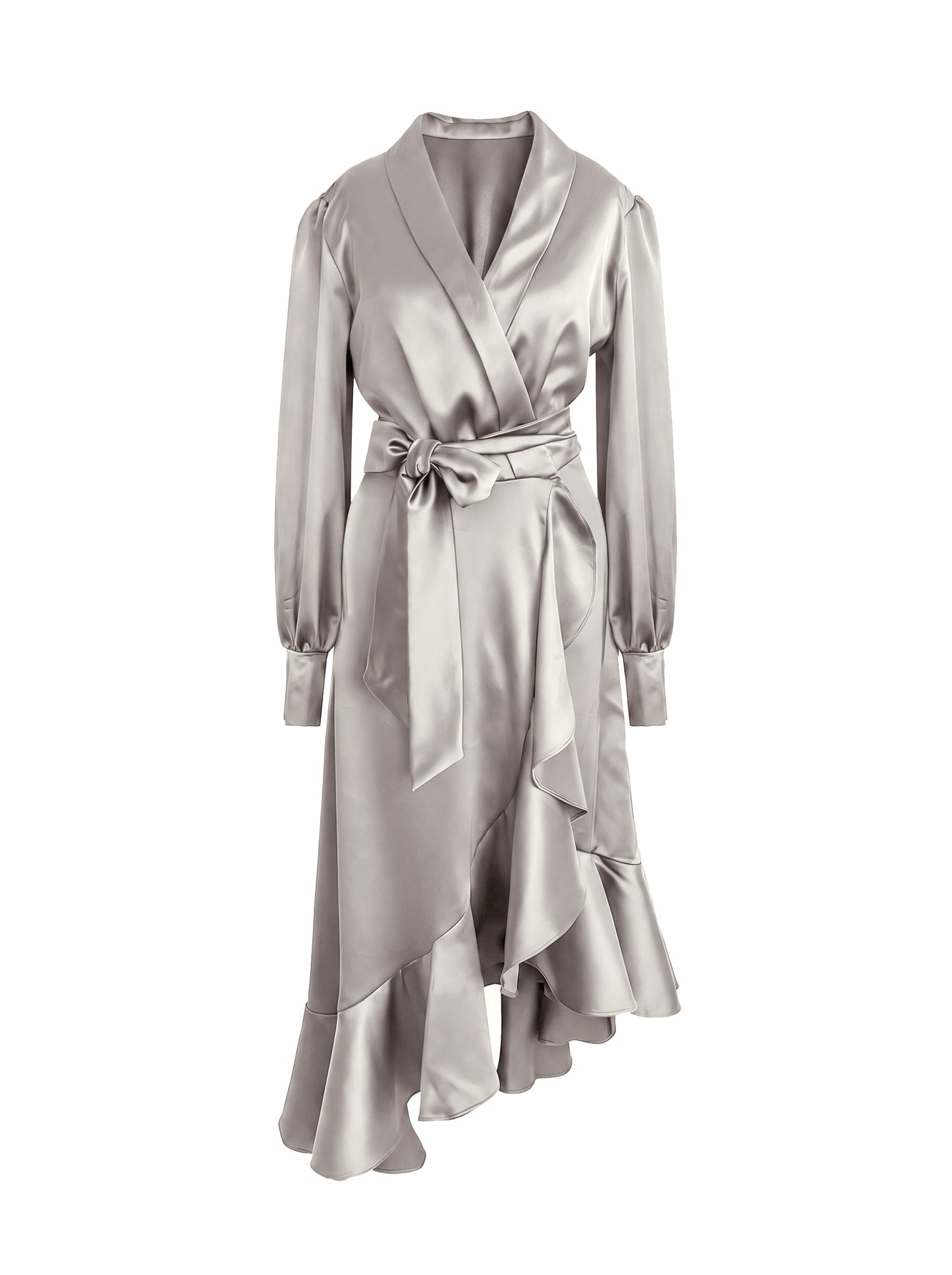 Taupe Wrap Tulip Dress