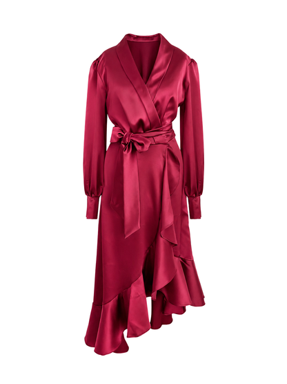 Burgundy Wrap Tulip Dress