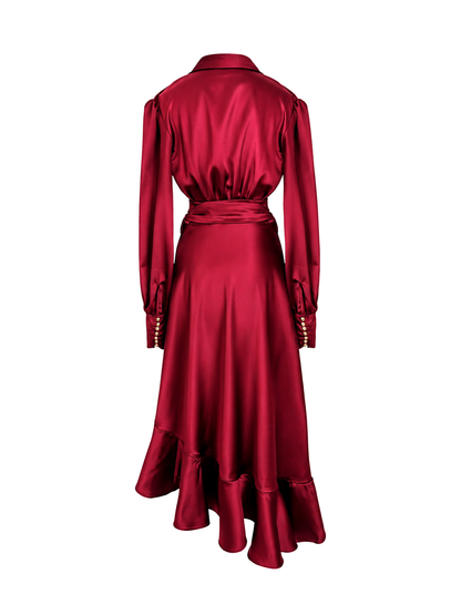 Burgundy Wrap Tulip Dress
