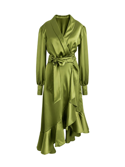 Olive Green Wrap Tulip Dress