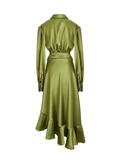 Olive Green Wrap Tulip Dress