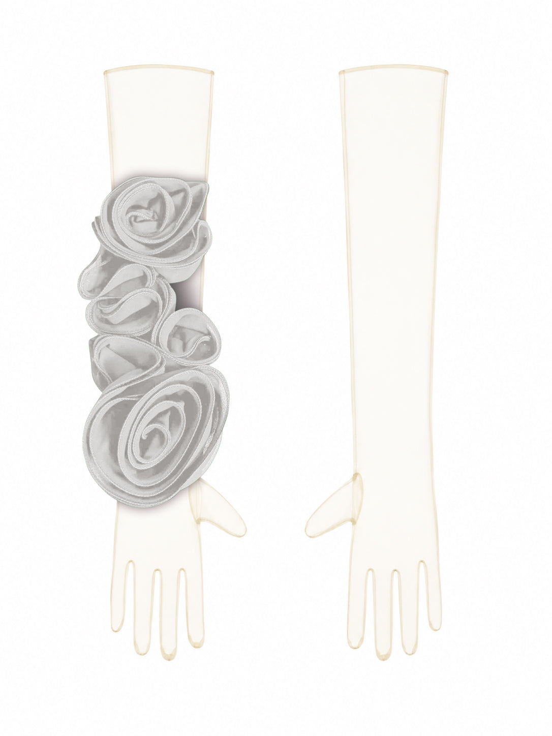 Champagne Gloves With White Flower