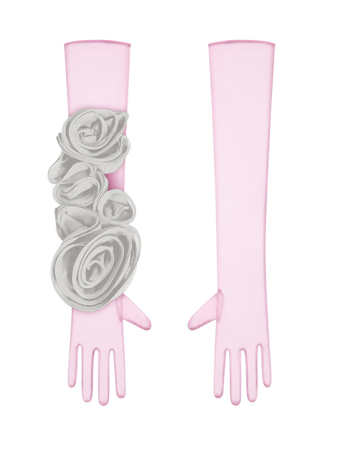 Light Pink Gloves With White Flower