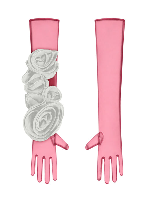 Red Gloves With White Flower