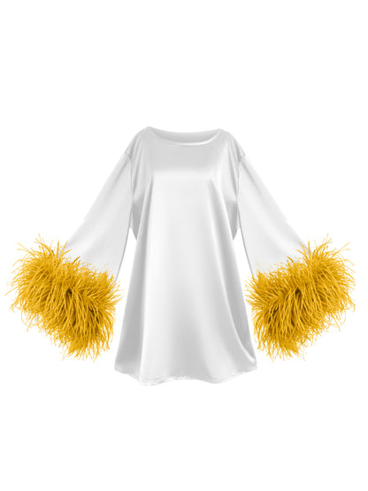 White And Yellow Mini Dahlia Dress