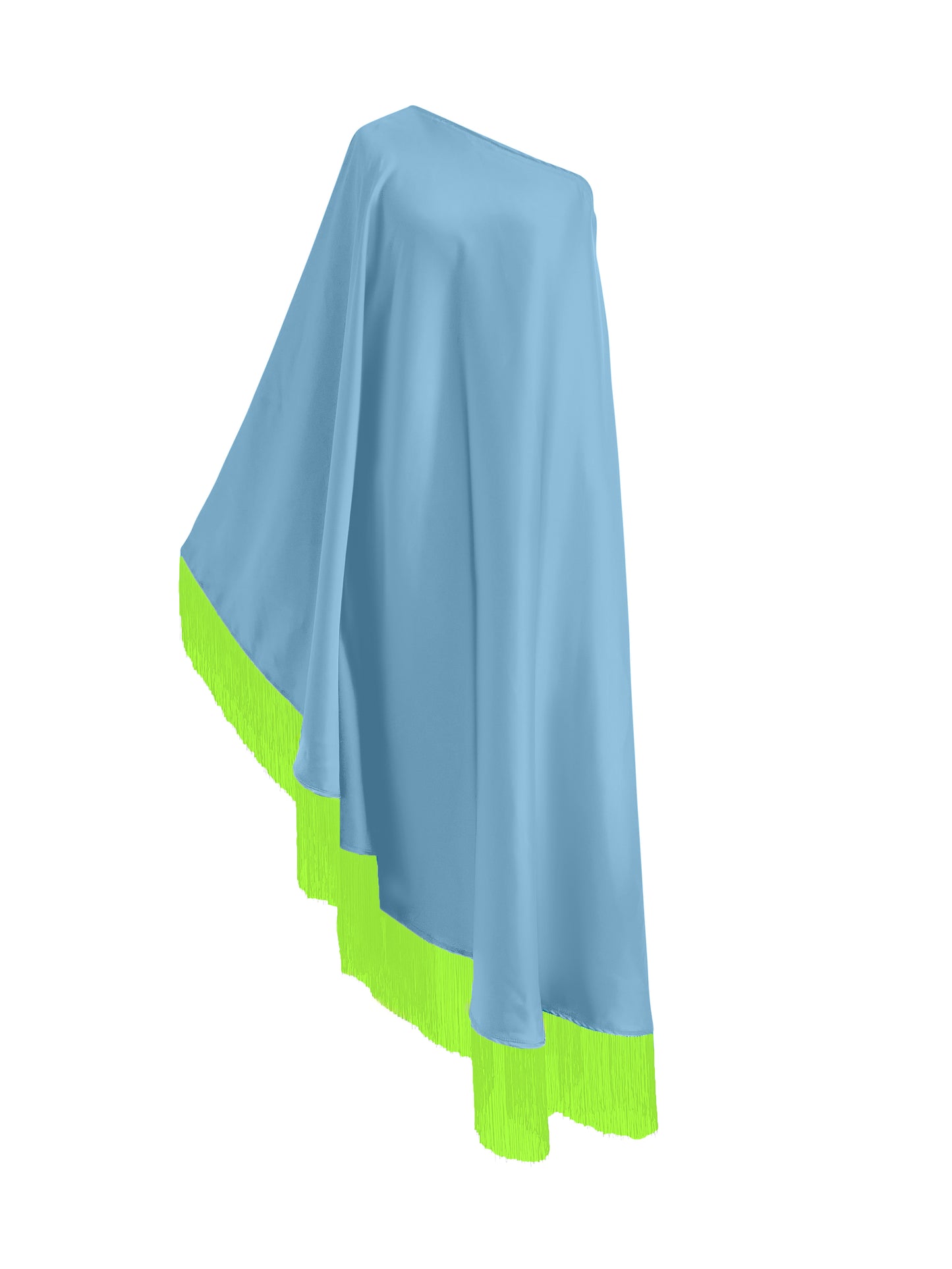 Off Shoulder Glam Neon Green Fringe Maxi Dress