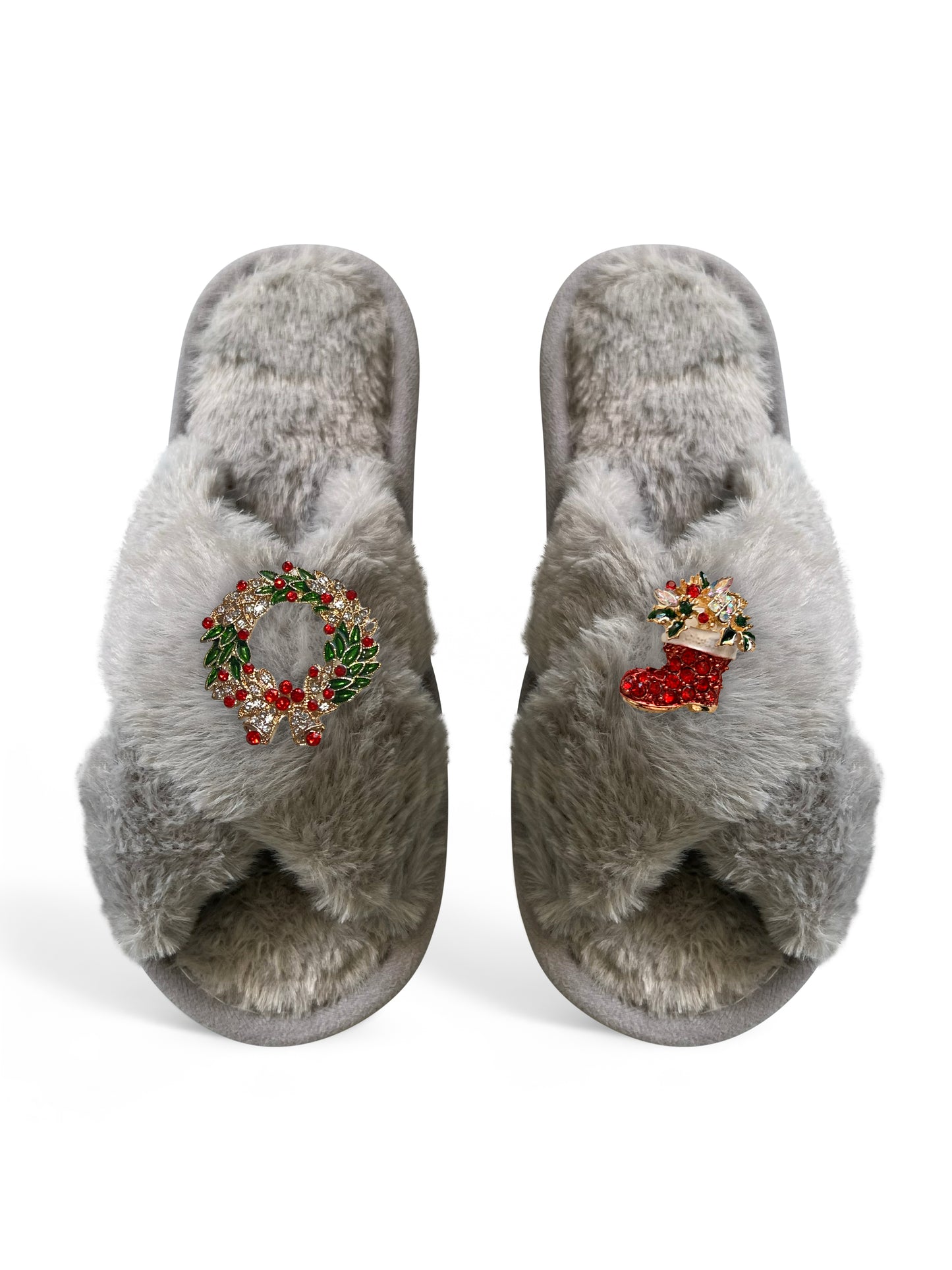 Classic Toma Faux Fur Open Toe Christmas Slippers