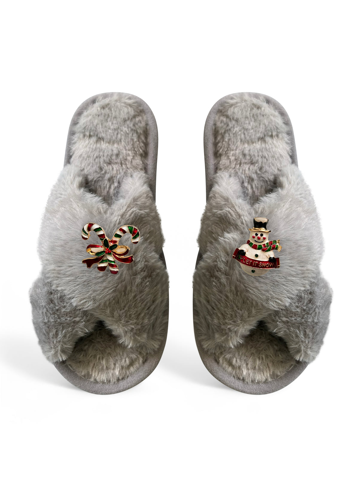 Classic Toma Faux Fur Open Toe Snowman Slippers
