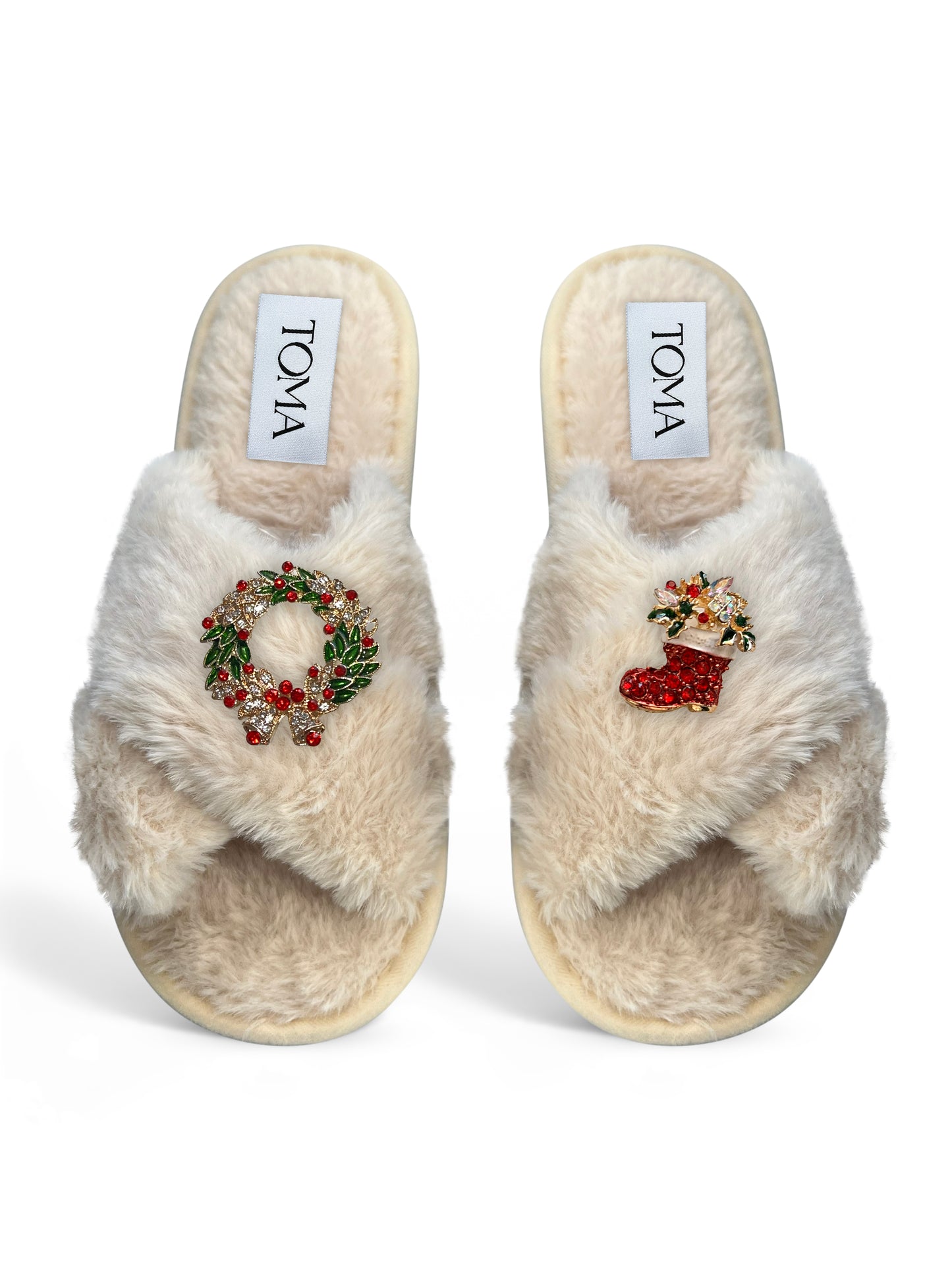 Classic Toma Faux Fur Open Toe Christmas Slippers