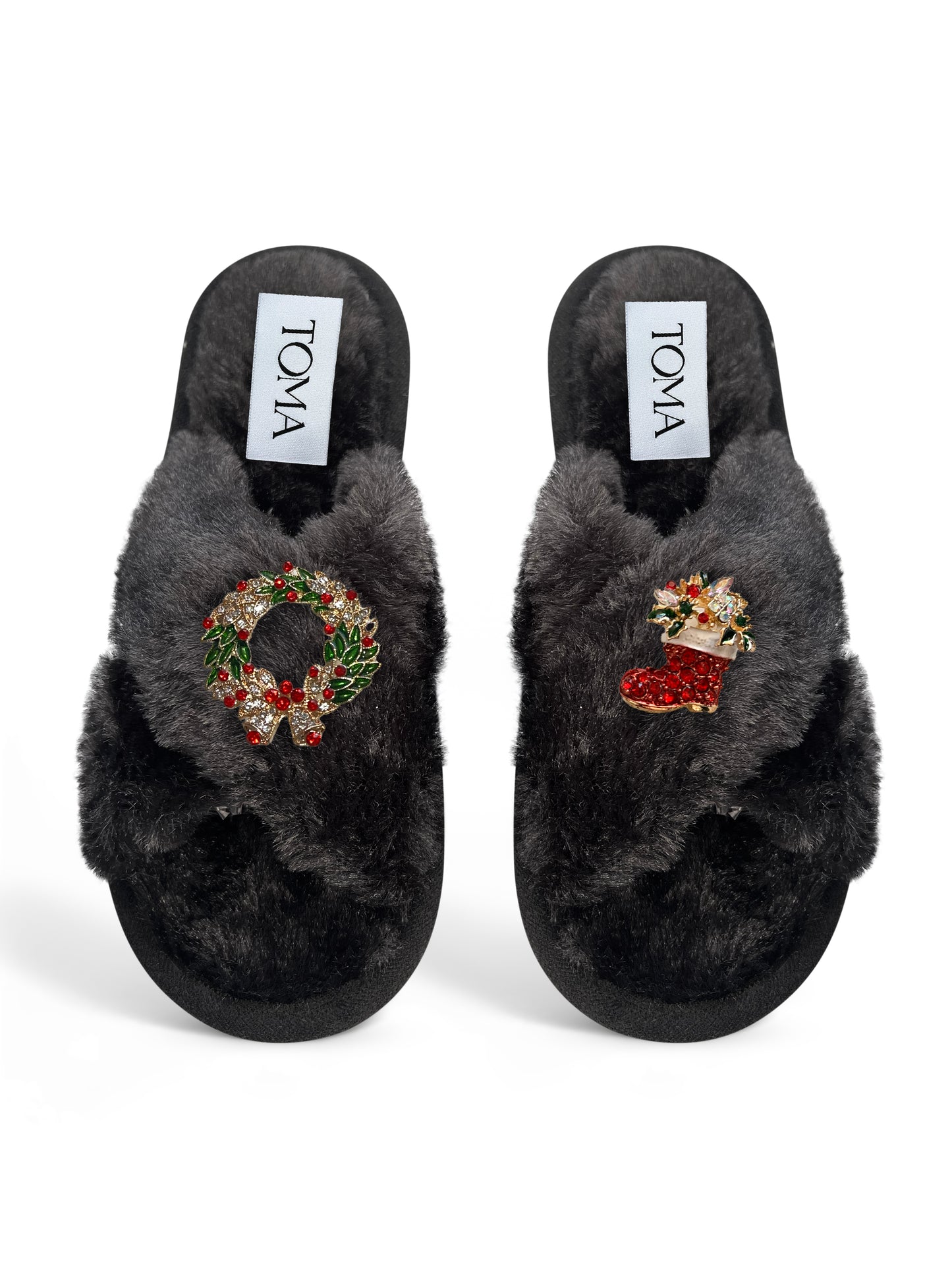 Classic Toma Faux Fur Open Toe Christmas Slippers